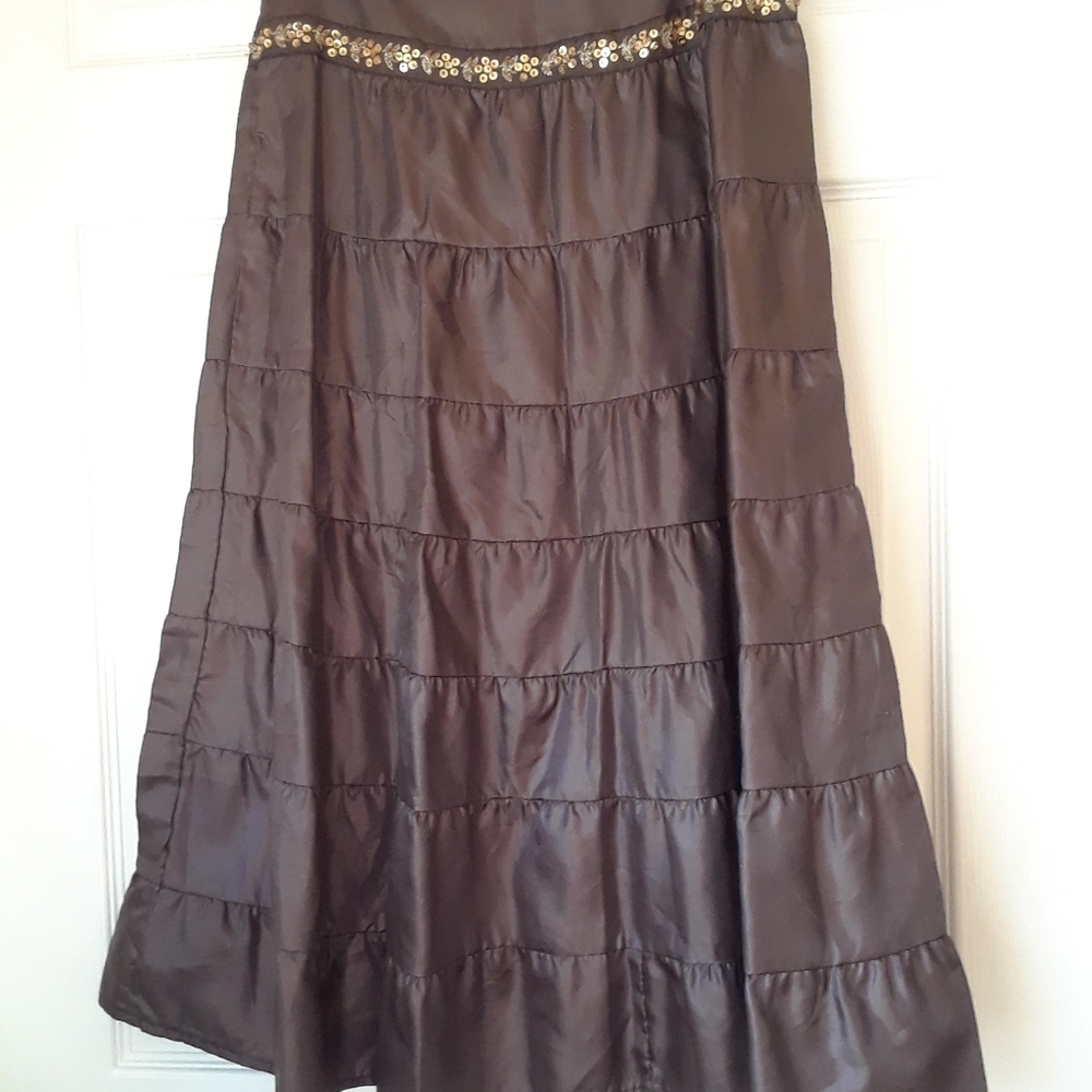 Star City Brown Maxi Skirt (1-J)
